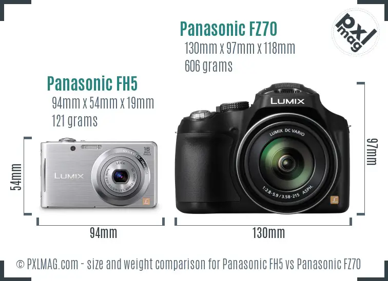 Panasonic FH5 vs Panasonic FZ70 size comparison