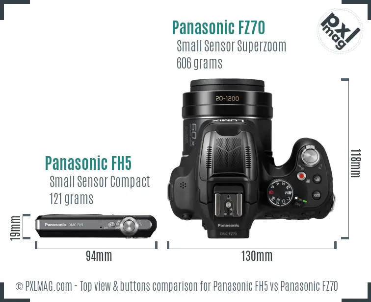 Panasonic FH5 vs Panasonic FZ70 top view buttons comparison