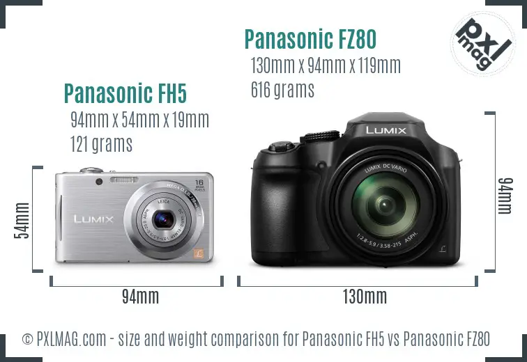 Panasonic FH5 vs Panasonic FZ80 size comparison