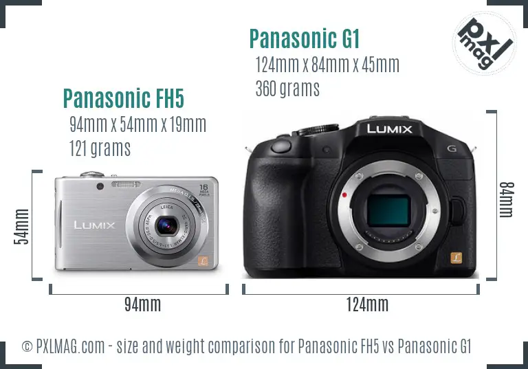 Panasonic FH5 vs Panasonic G1 size comparison