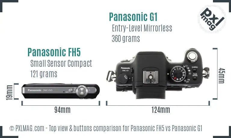 Panasonic FH5 vs Panasonic G1 top view buttons comparison