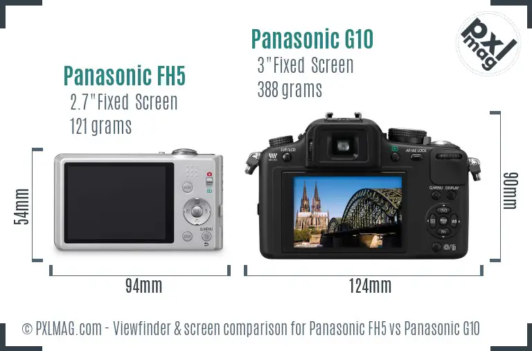 Panasonic FH5 vs Panasonic G10 Screen and Viewfinder comparison Panasonic FH5 vs Panasonic G10 Screen and Viewfinder comparison