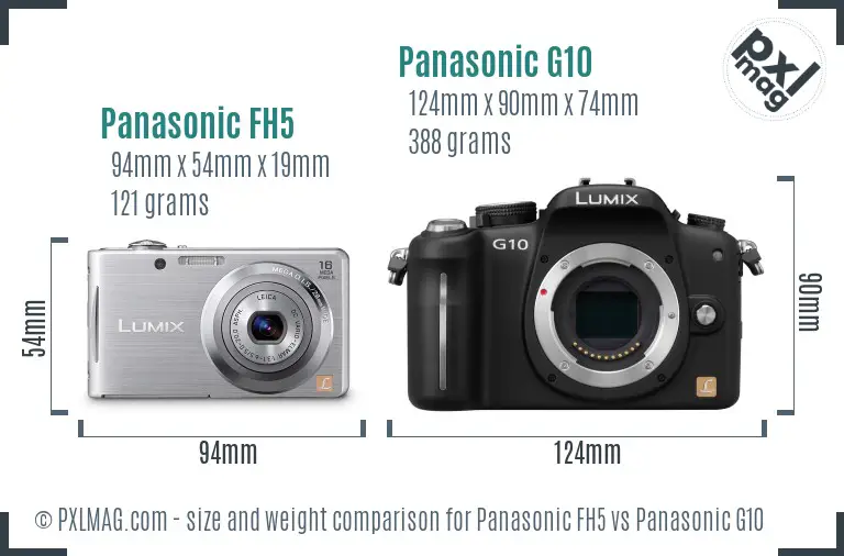 Panasonic FH5 vs Panasonic G10 size comparison Panasonic FH5 vs Panasonic G10 size comparison
