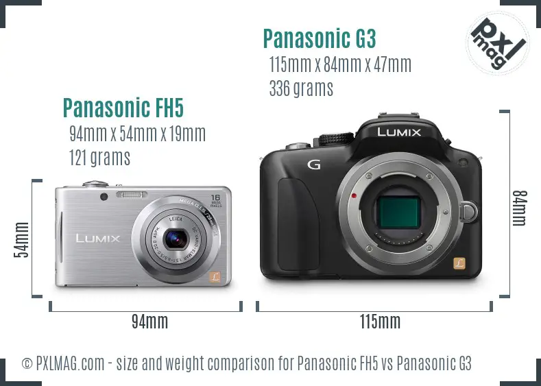 Panasonic FH5 vs Panasonic G3 size comparison