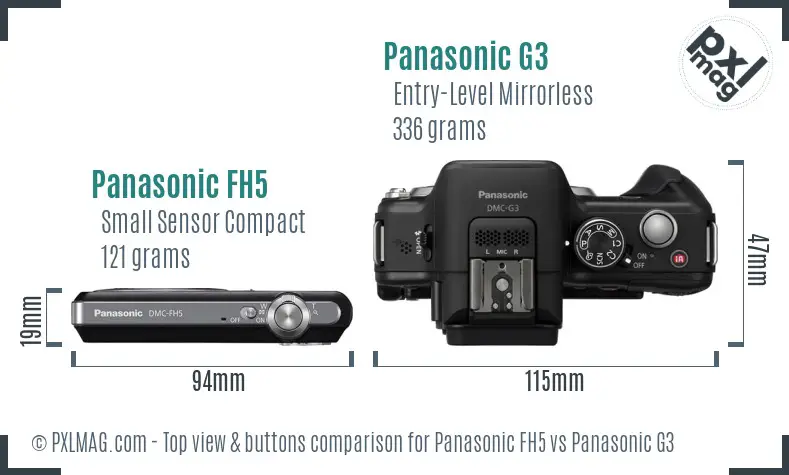 Panasonic FH5 vs Panasonic G3 top view buttons comparison