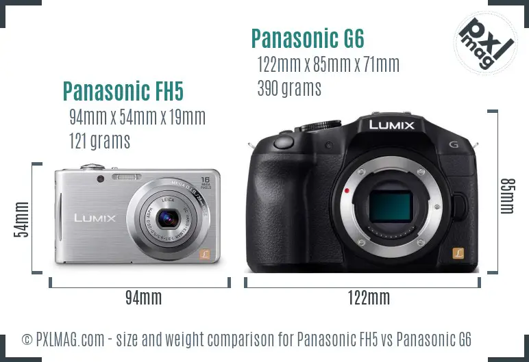 Panasonic FH5 vs Panasonic G6 size comparison Panasonic FH5 vs Panasonic G6 size comparison