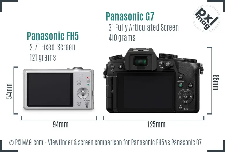 Panasonic FH5 vs Panasonic G7 Screen and Viewfinder comparison