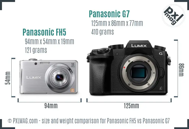 Panasonic FH5 vs Panasonic G7 size comparison