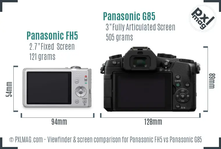 Panasonic FH5 vs Panasonic G85 Screen and Viewfinder comparison