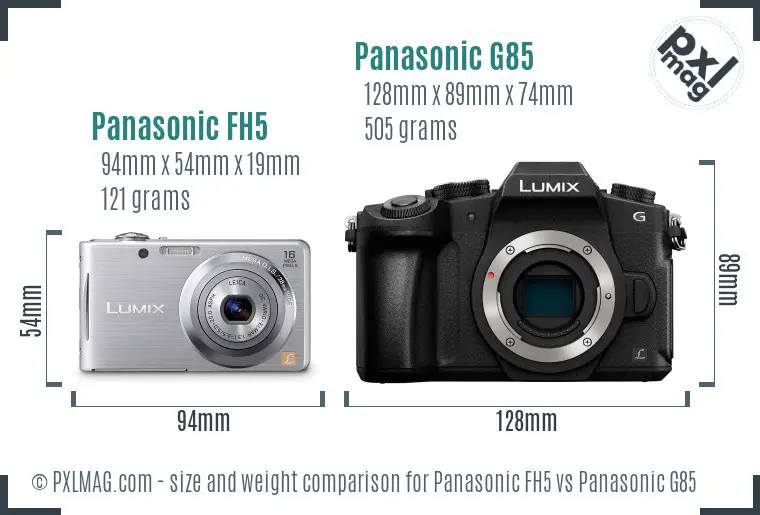 Panasonic FH5 vs Panasonic G85 size comparison