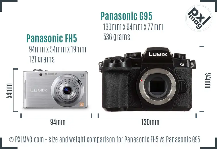 Panasonic FH5 vs Panasonic G95 size comparison