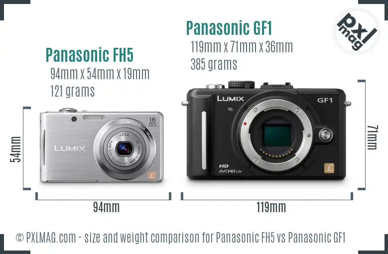 Panasonic FH5 vs Panasonic GF1 size comparison