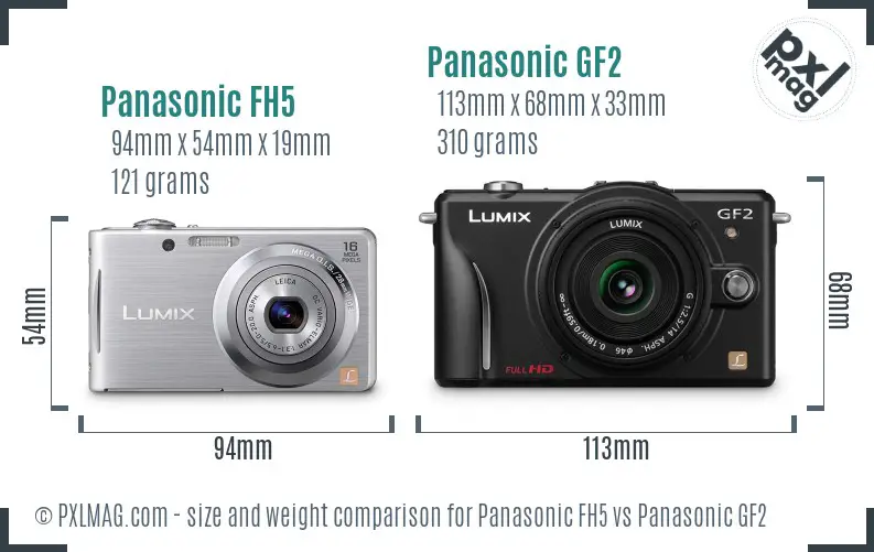 Panasonic FH5 vs Panasonic GF2 size comparison