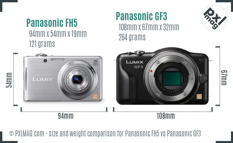 Panasonic FH5 vs Panasonic GF3 size comparison