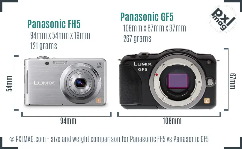 Panasonic FH5 vs Panasonic GF5 size comparison