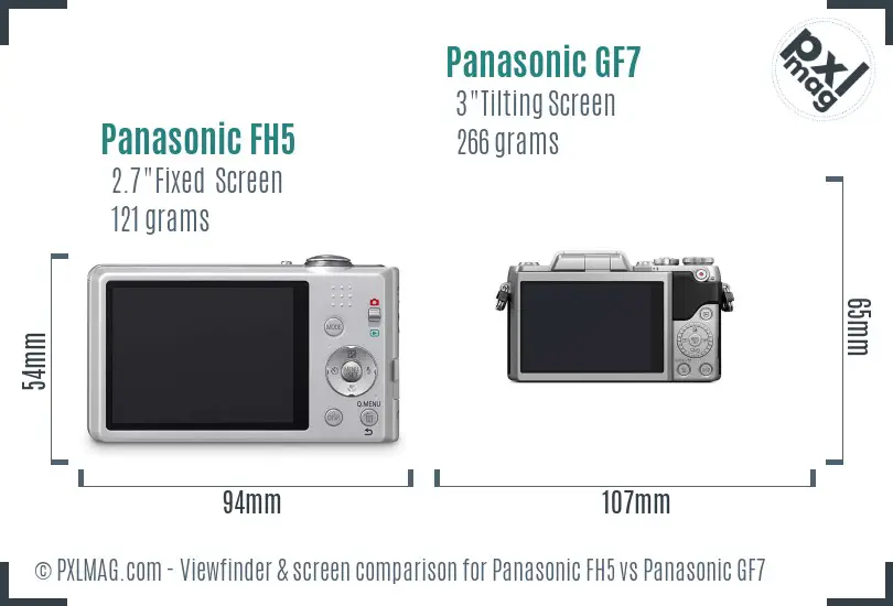 Panasonic FH5 vs Panasonic GF7 Screen and Viewfinder comparison