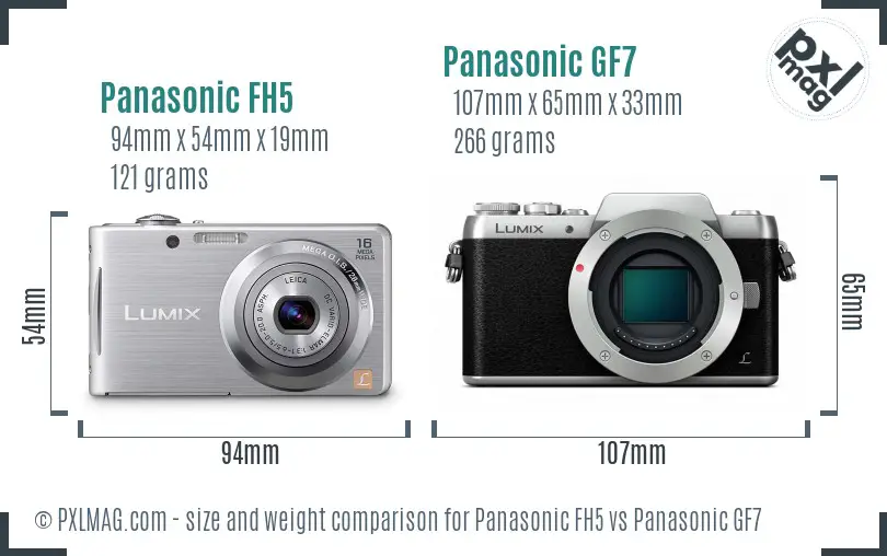 Panasonic FH5 vs Panasonic GF7 size comparison