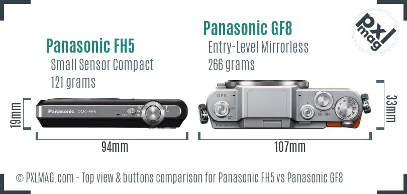 Panasonic FH5 vs Panasonic GF8 top view buttons comparison