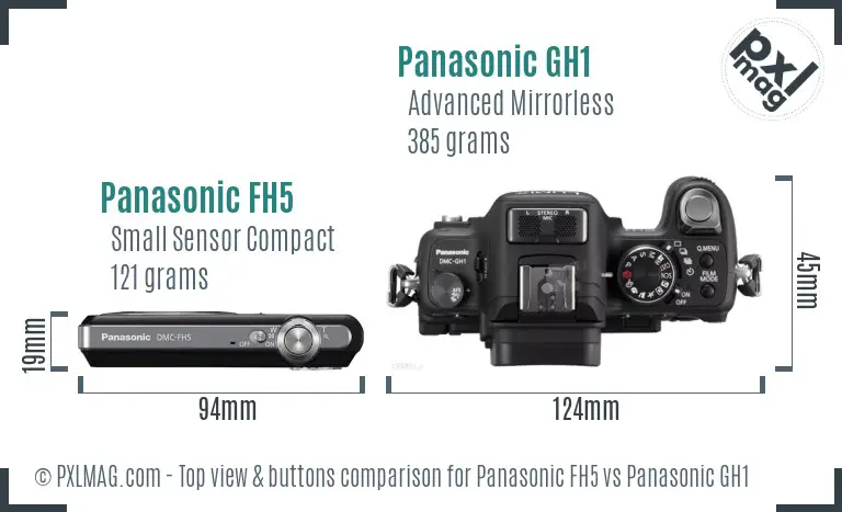 Panasonic FH5 vs Panasonic GH1 top view buttons comparison