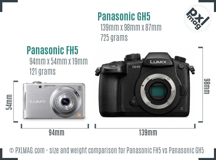 Panasonic FH5 vs Panasonic GH5 size comparison