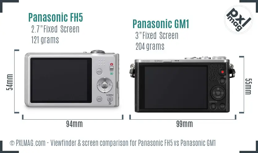 Panasonic FH5 vs Panasonic GM1 Screen and Viewfinder comparison