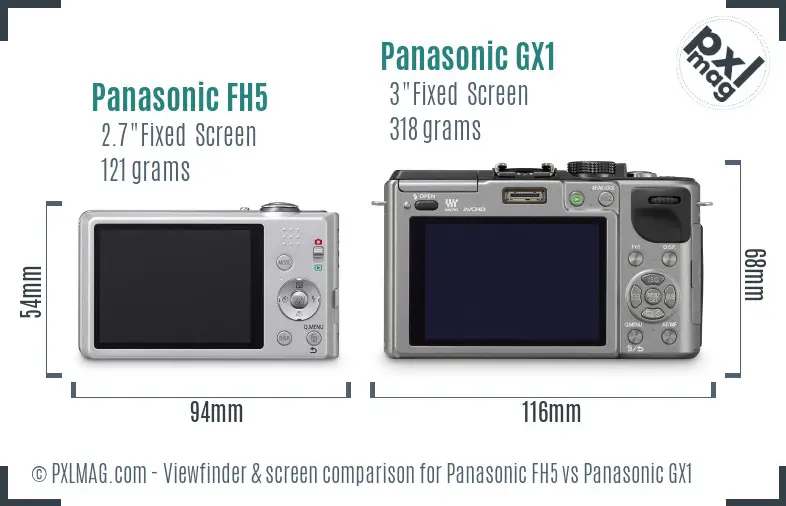 Panasonic FH5 vs Panasonic GX1 Screen and Viewfinder comparison Panasonic FH5 vs Panasonic GX1 Screen and Viewfinder comparison
