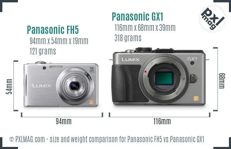 Panasonic FH5 vs Panasonic GX1 size comparison Panasonic FH5 vs Panasonic GX1 size comparison