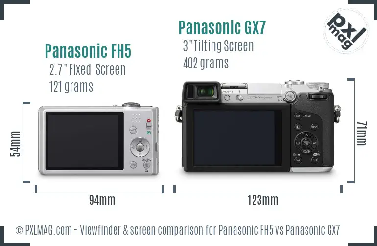 Panasonic FH5 vs Panasonic GX7 Screen and Viewfinder comparison