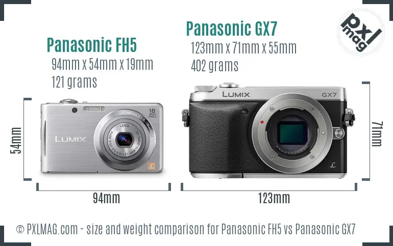Panasonic FH5 vs Panasonic GX7 size comparison