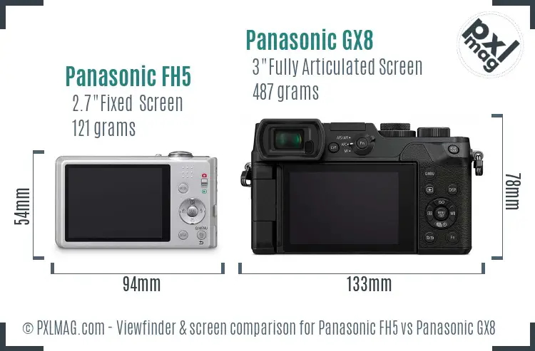 Panasonic FH5 vs Panasonic GX8 Screen and Viewfinder comparison