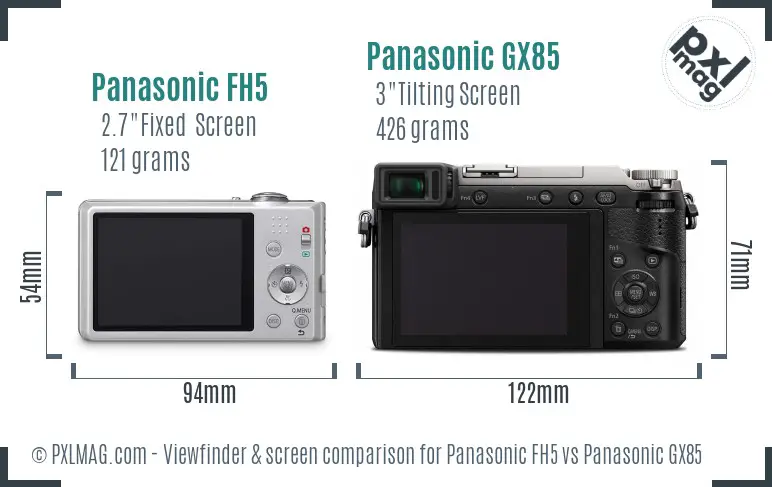 Panasonic FH5 vs Panasonic GX85 Screen and Viewfinder comparison Panasonic FH5 vs Panasonic GX85 Screen and Viewfinder comparison