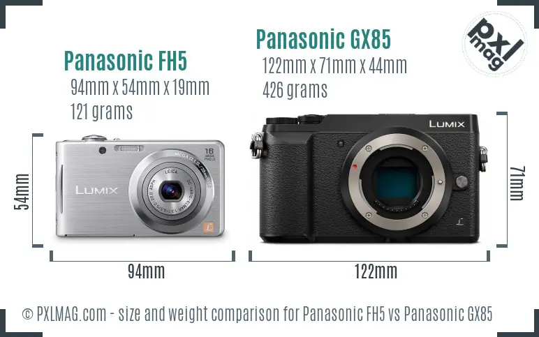 Panasonic FH5 vs Panasonic GX85 size comparison Panasonic FH5 vs Panasonic GX85 size comparison
