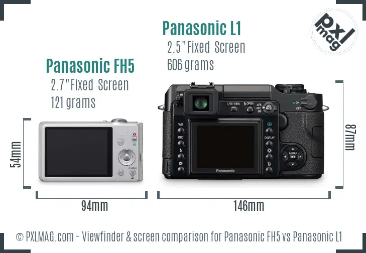 Panasonic FH5 vs Panasonic L1 Screen and Viewfinder comparison