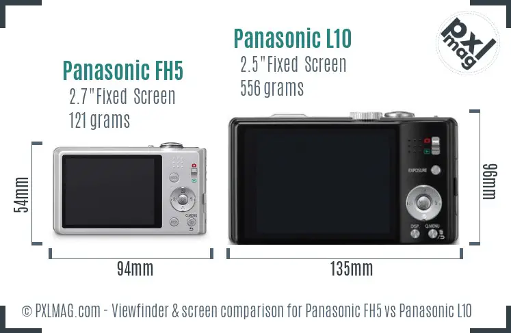 Panasonic FH5 vs Panasonic L10 Screen and Viewfinder comparison