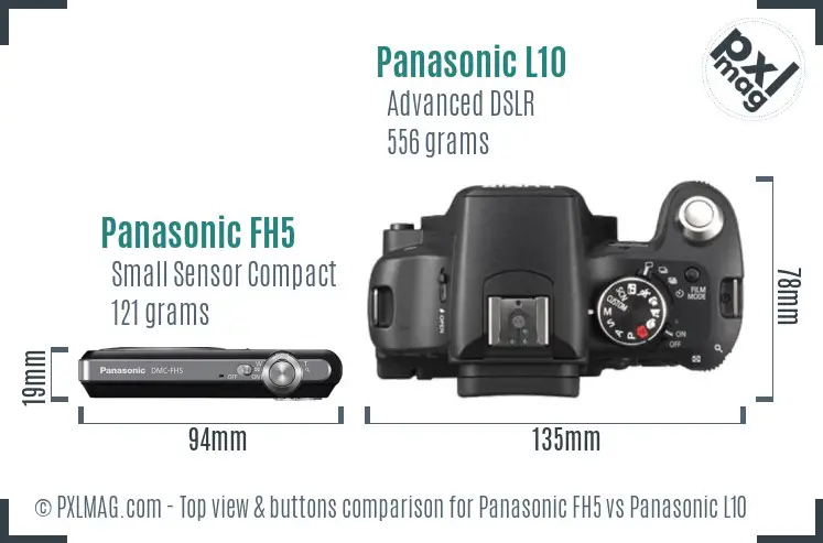 Panasonic FH5 vs Panasonic L10 top view buttons comparison