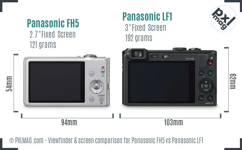 Panasonic FH5 vs Panasonic LF1 Screen and Viewfinder comparison Panasonic FH5 vs Panasonic LF1 Screen and Viewfinder comparison