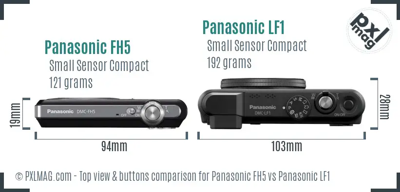 Panasonic FH5 vs Panasonic LF1 top view buttons comparison Panasonic FH5 vs Panasonic LF1 top view buttons comparison