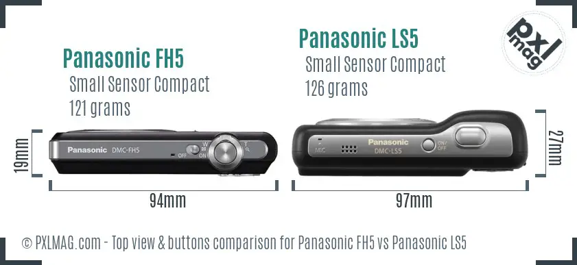 Panasonic FH5 vs Panasonic LS5 top view buttons comparison Panasonic FH5 vs Panasonic LS5 top view buttons comparison