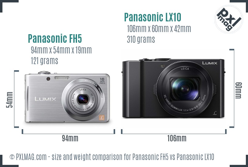 Panasonic FH5 vs Panasonic LX10 size comparison