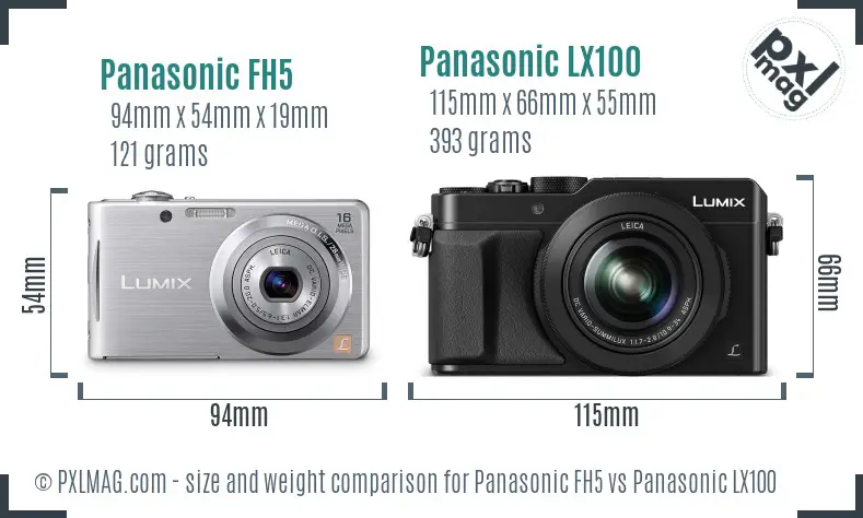 Panasonic FH5 vs Panasonic LX100 size comparison