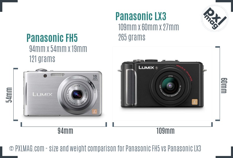 Panasonic FH5 vs Panasonic LX3 size comparison