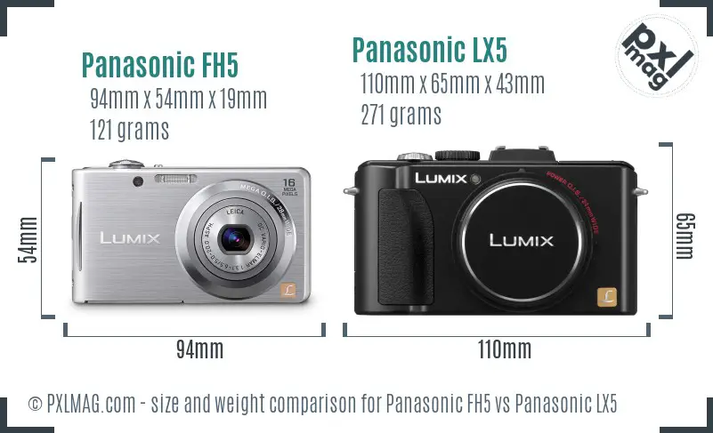 Panasonic FH5 vs Panasonic LX5 size comparison