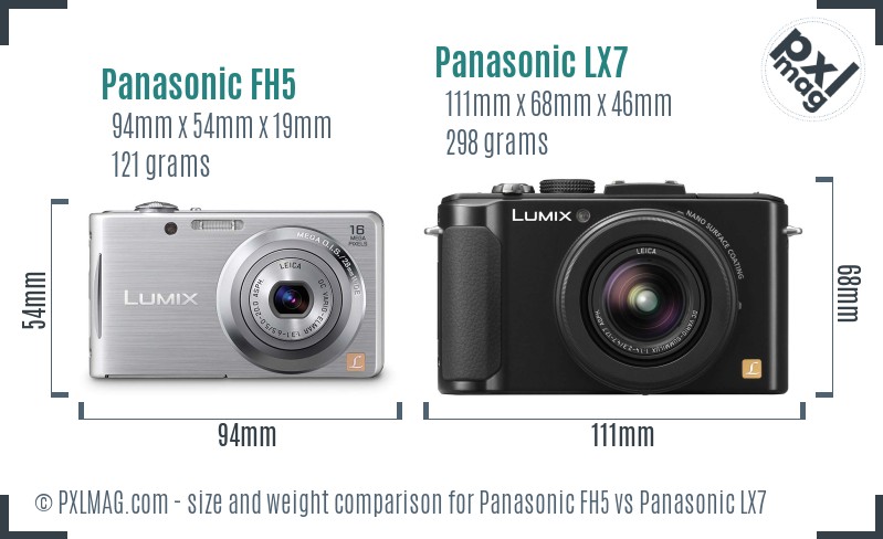 Panasonic FH5 vs Panasonic LX7 size comparison