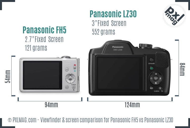 Panasonic FH5 vs Panasonic LZ30 Screen and Viewfinder comparison