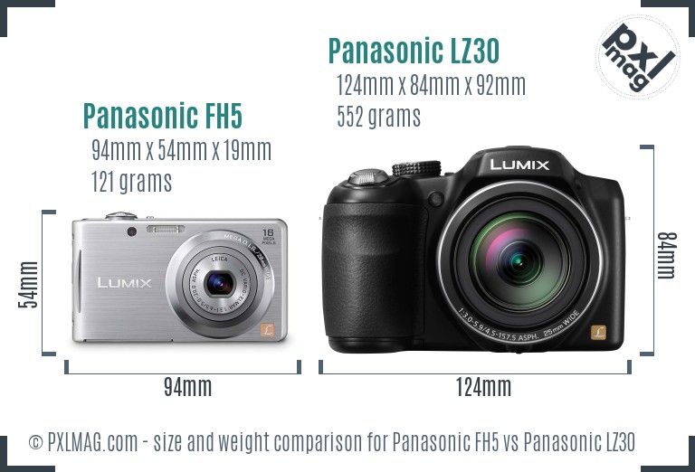 Panasonic FH5 vs Panasonic LZ30 size comparison