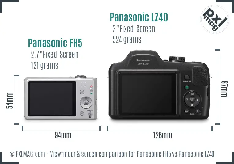 Panasonic FH5 vs Panasonic LZ40 Screen and Viewfinder comparison Panasonic FH5 vs Panasonic LZ40 Screen and Viewfinder comparison