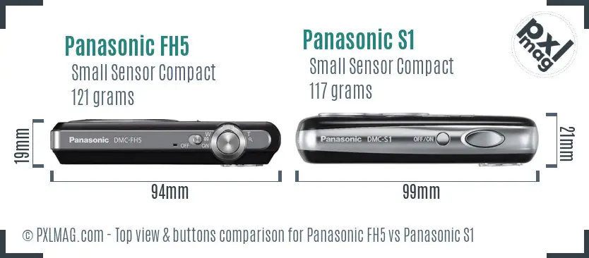 Panasonic FH5 vs Panasonic S1 top view buttons comparison
