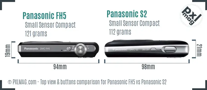 Panasonic FH5 vs Panasonic S2 top view buttons comparison