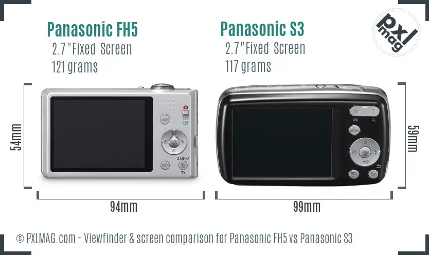 Panasonic FH5 vs Panasonic S3 Screen and Viewfinder comparison Panasonic FH5 vs Panasonic S3 Screen and Viewfinder comparison