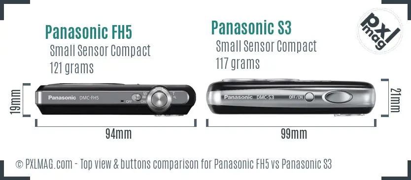 Panasonic FH5 vs Panasonic S3 top view buttons comparison Panasonic FH5 vs Panasonic S3 top view buttons comparison
